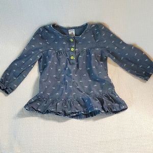 🌟 cute carter's blue denim long-sleeved shirt top size 12-18 months